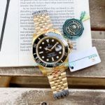 Replica Rolex Submariner Yellow Gold Jubilee Strap Black Face Black Ceramic Bezel Watch